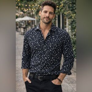 Robert Graham Blue Cool Ski Time Men’s Classic Fit Shirt with Abstract Flip cuff